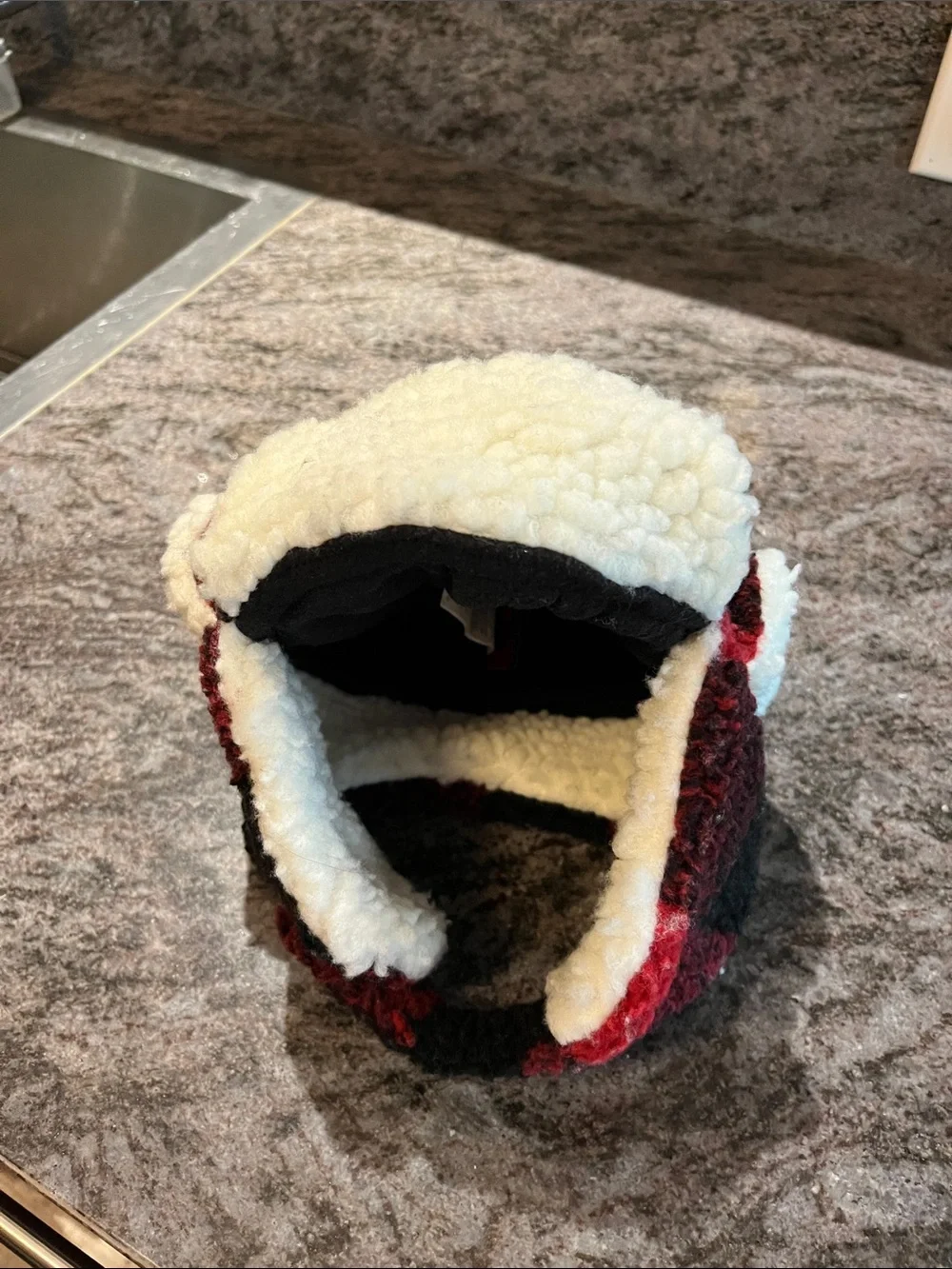 Buffalo Plaid Sherpa Trapper Hat with Cream Lining